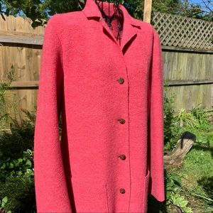 Lands End 100% Wool Button Up Sweater Cardigan